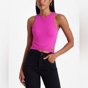 Express Fuchsia Cutout Crop Top NWT L